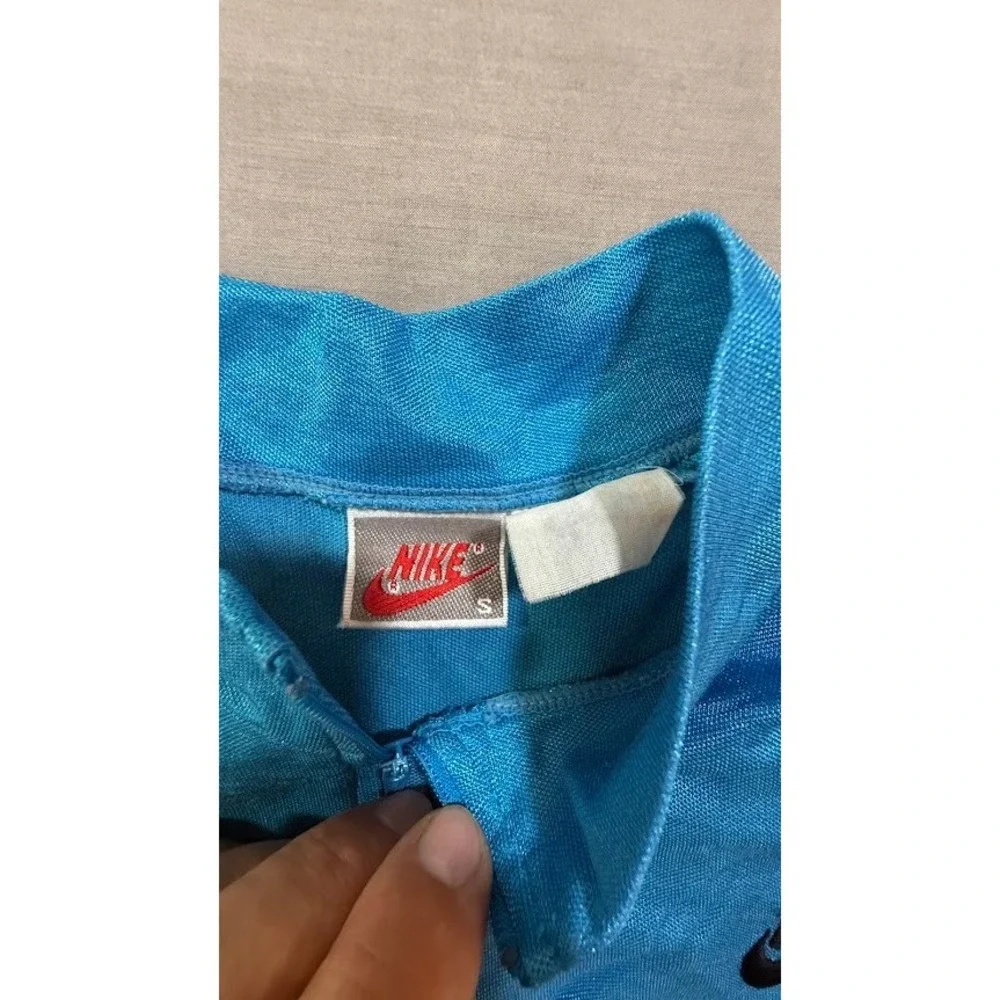 Vintage Nike Mens Blue Coloblock 1/4 Zip Shirt Mens S Made IN USA Short‎ Sleeve